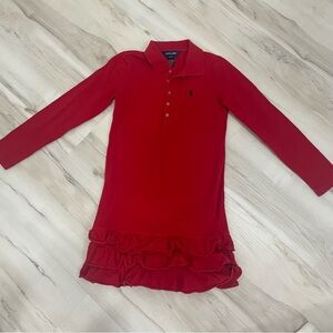 Ralph Lauren Kids Red Long Sleeve Polo Dress